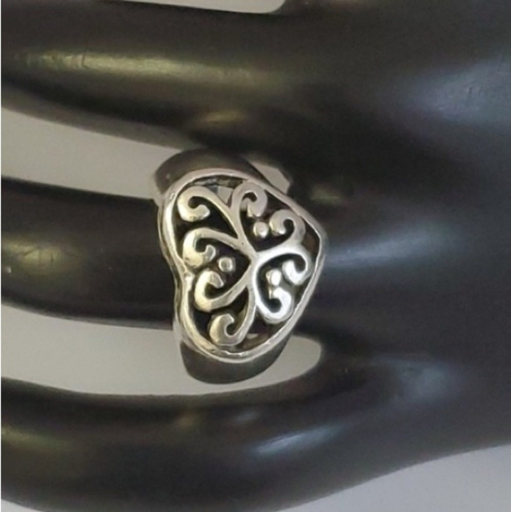 Sterling Silver 925 Gothic Filigree Heart Ring